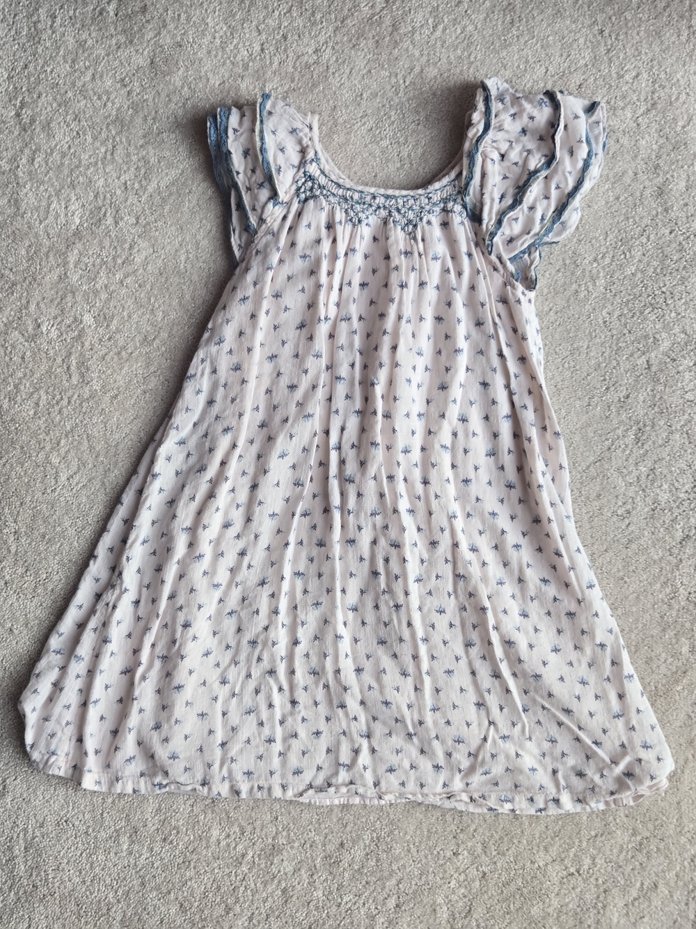 ruby & bloom Pink Dress with Blue Trim and Print